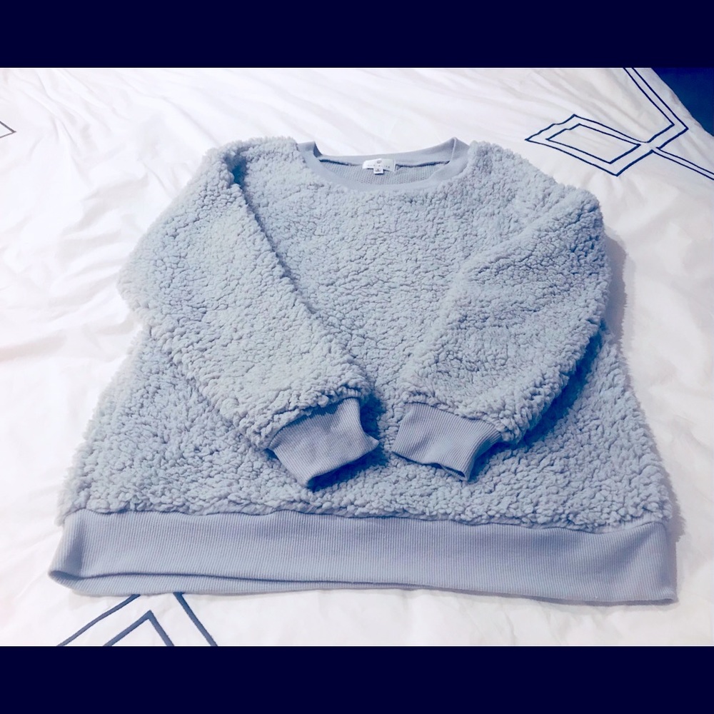 Socialite Gray High Pile Fleece Teddy Sweatshirt S